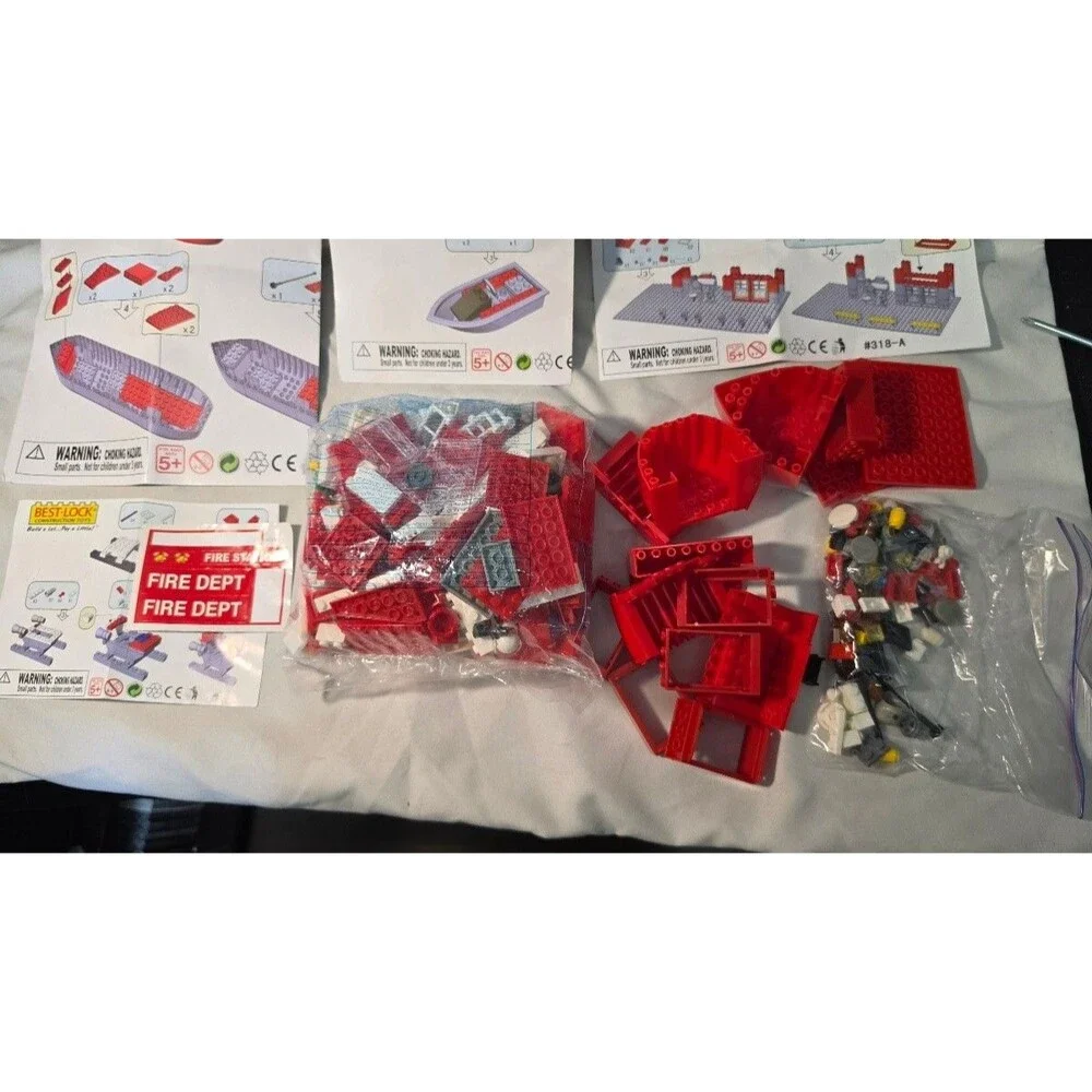 Best-Lock Construction Toys Building Set Lot Fire Dept Boat Station Parts Manual